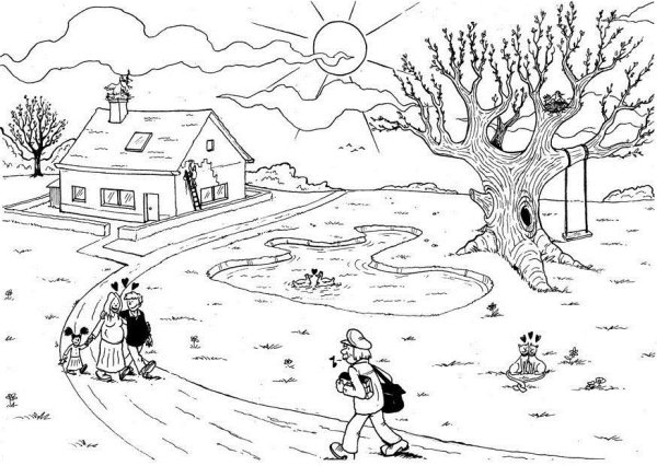 Раскраска зима Весна лето осень