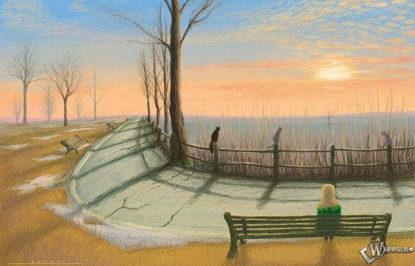 Картина м Пишванова в зимнем парке