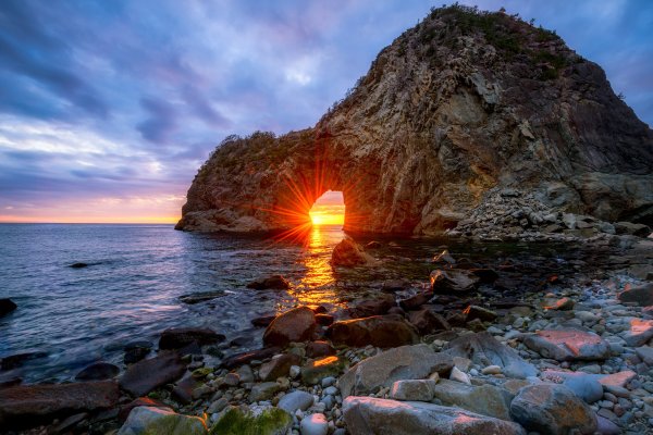 Море скалы закат