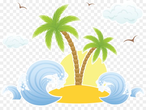 Мультяшные пальмы и море