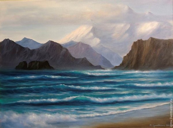 "Горы и море" - пейзаж Васильев