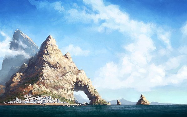 Скалы море фэнтези