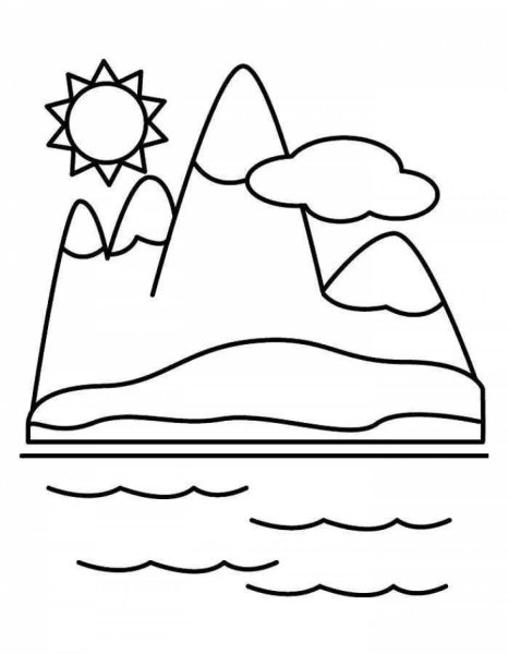 Горы раскраска для малышей