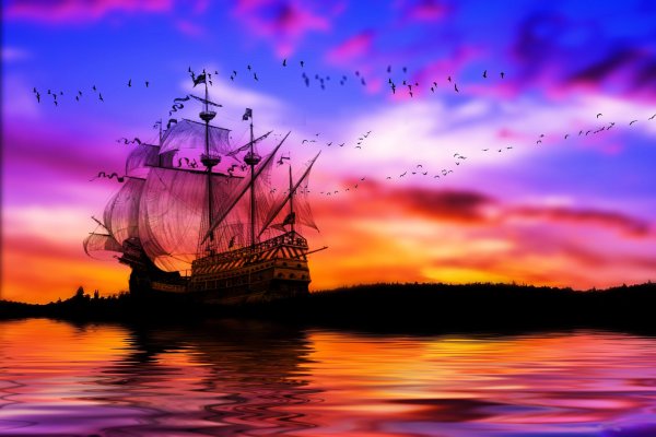 Корабль на закате