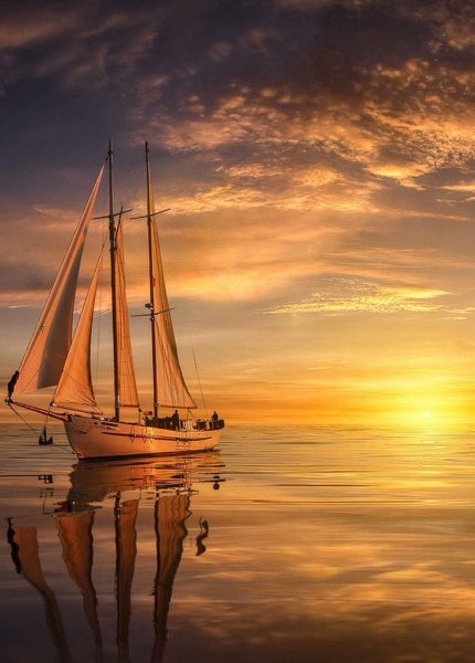 Море закат корабль