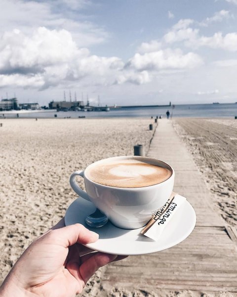 Доброе утро море пляж кофе