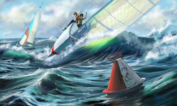 Корабль рассекает волны