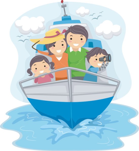 Дети плывут на корабле