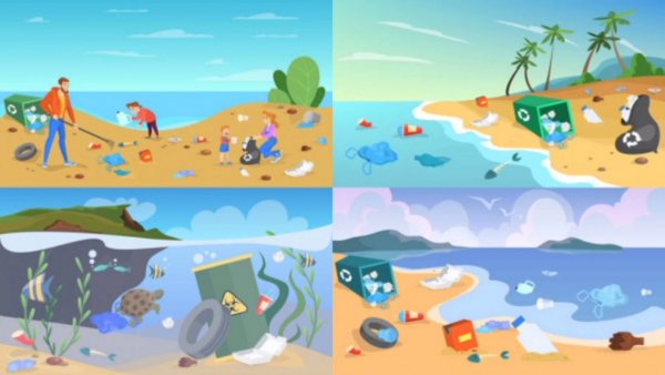 Мусор в море для детей