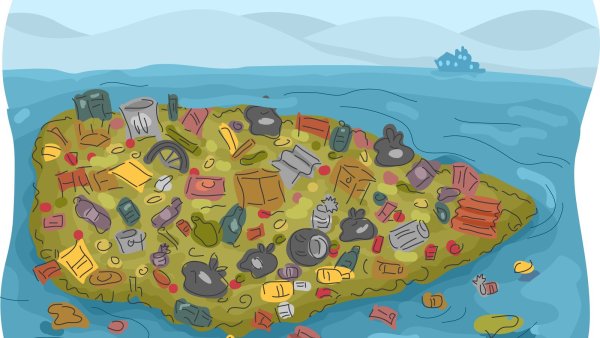 Остров в мусоре нарисованный