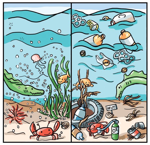 Мусор в воде рисунок