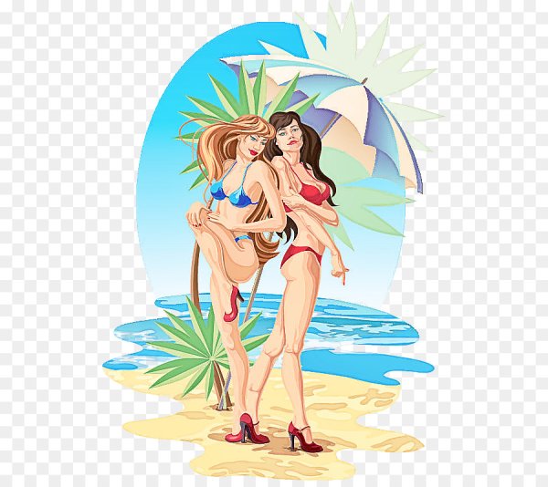 Три девчонки на пляже рисунок