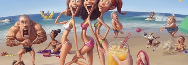 Прикольные рисунки на пляже