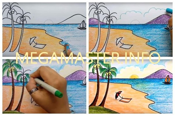 Пейзаж фломастерами легко