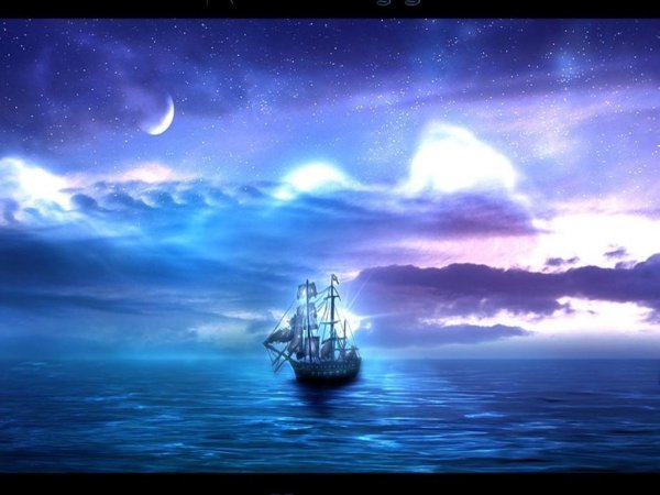 Корабль вечером