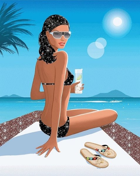 Мультяшные девочки на море