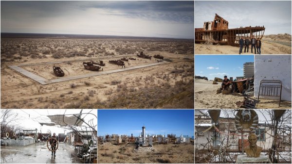 Аральское море, обмелело и высохло