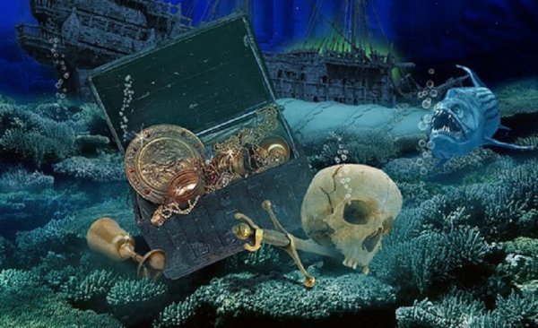 Пиратский сундук с сокровищами