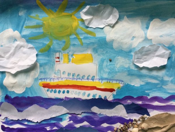 Рисование море в детском саду