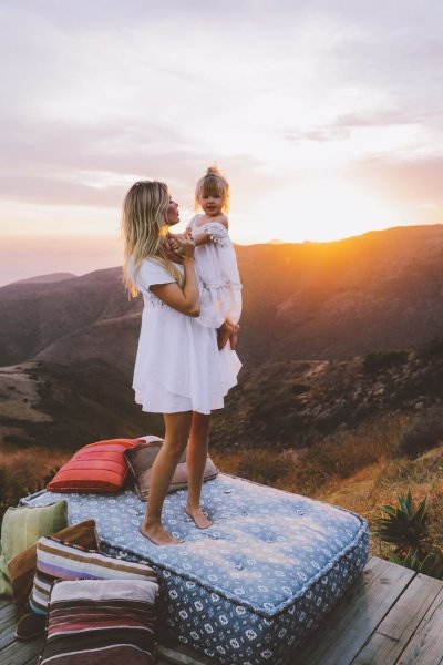 Мама с дочкой со спины