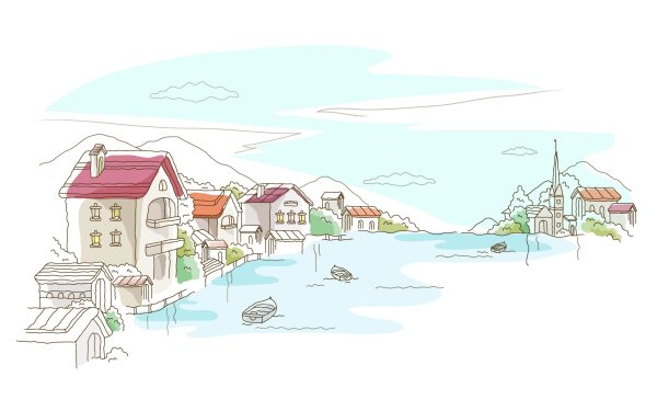 Город на воде рисунок