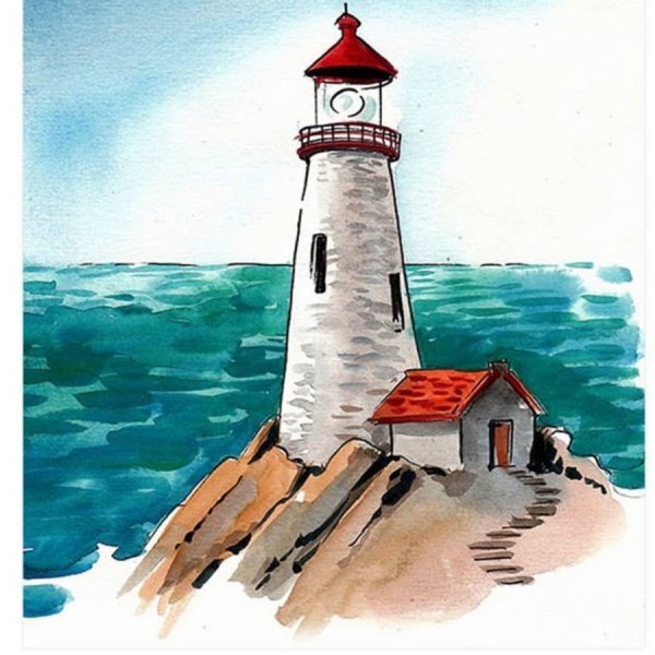 Маяк на острове рисунок