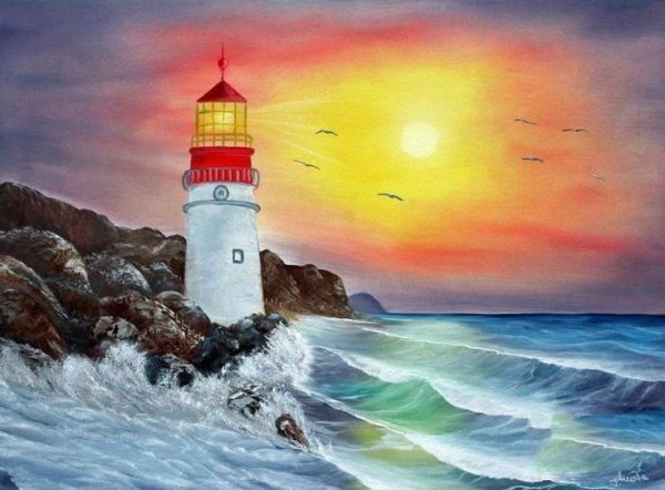 Море Маяк маслом