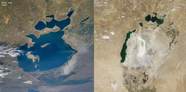 Аральское море до и после высыхания