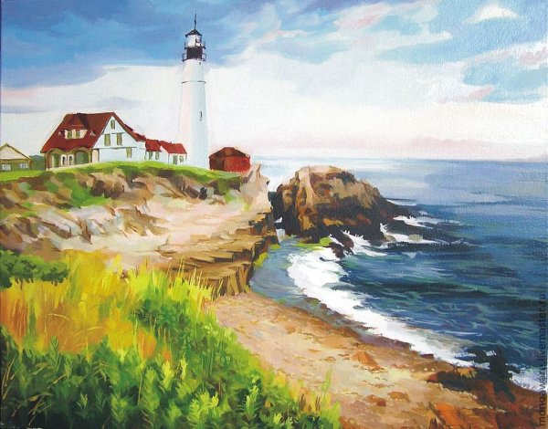 Морской пейзаж акрилом