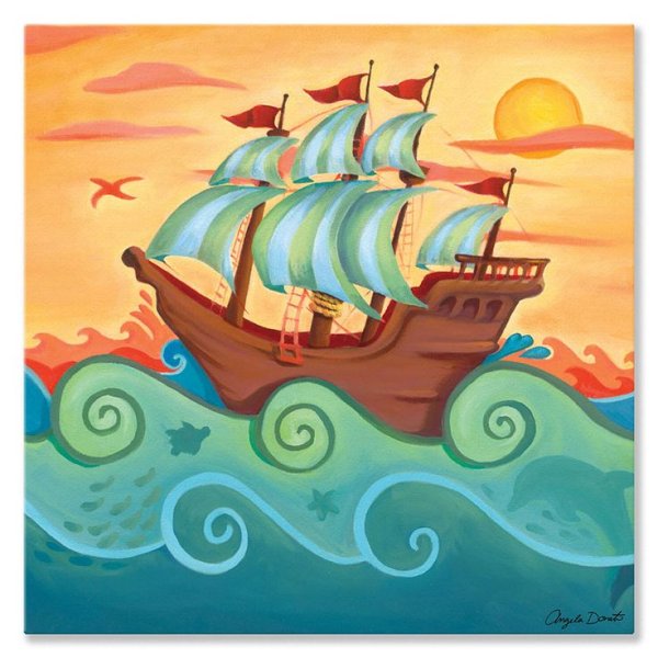 Корабль в море вектор