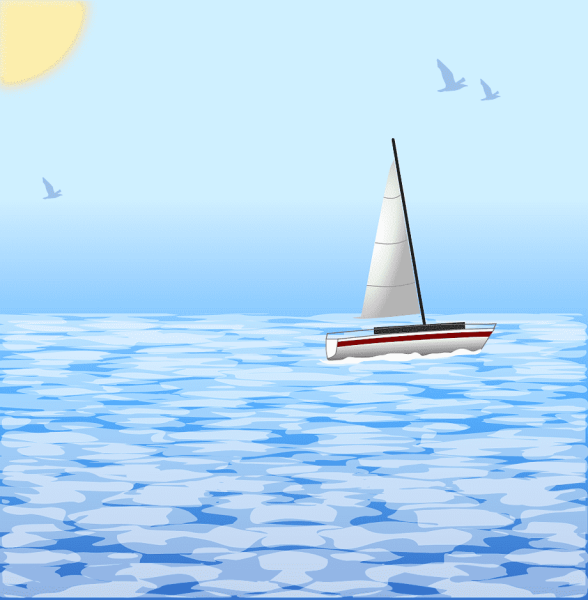 Волна цветными карандашами