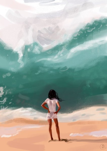 Летняя девушка нарисованная