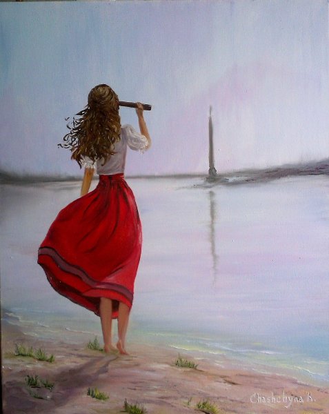 Девушка сидит в купальнике спиной