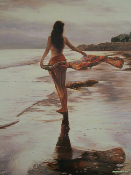 Девушка на пляже арт