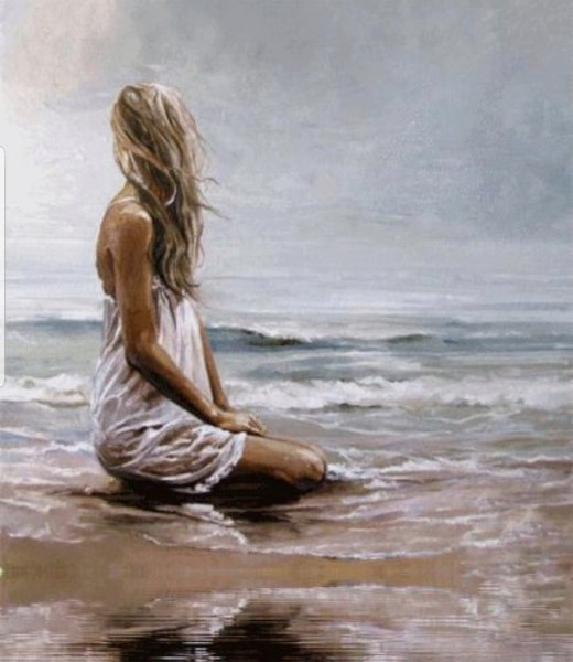 Девушка у моря картина