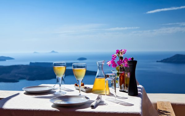 Santorini Греция вино на море
