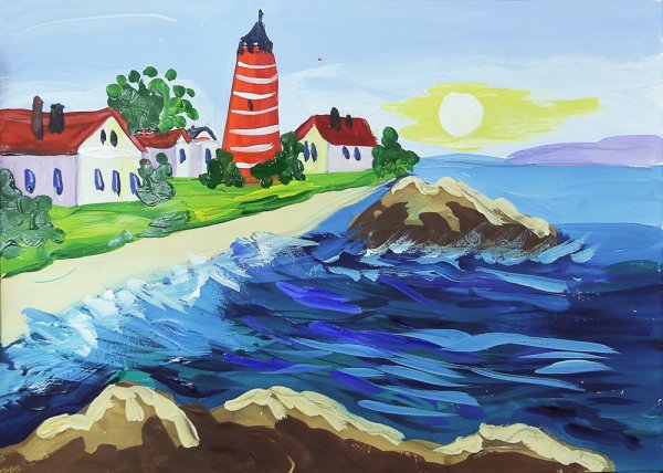 Рисунки моря карандашом для срисовки