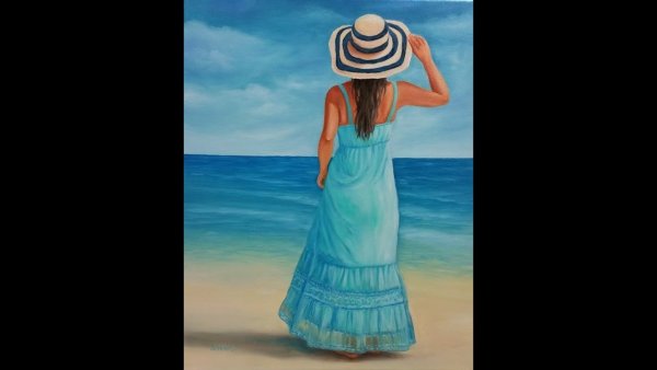 Летняя девушка нарисованная