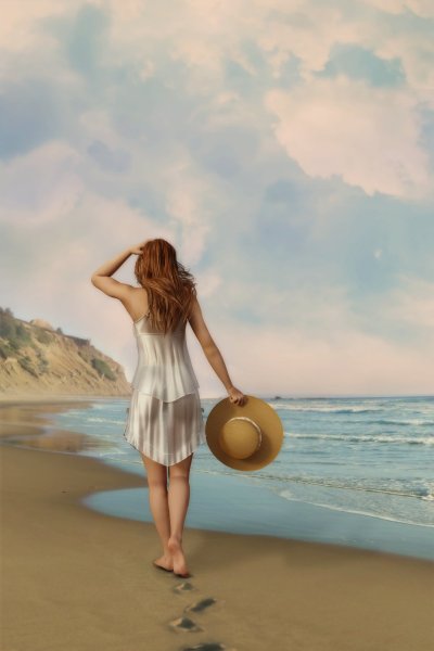 Девочка у моря картина