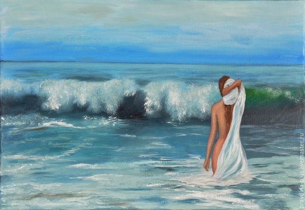 Арт женщина в платье на море