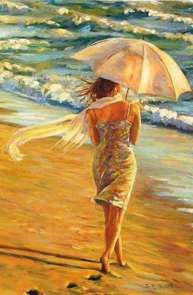 Девушка и море пейзаж