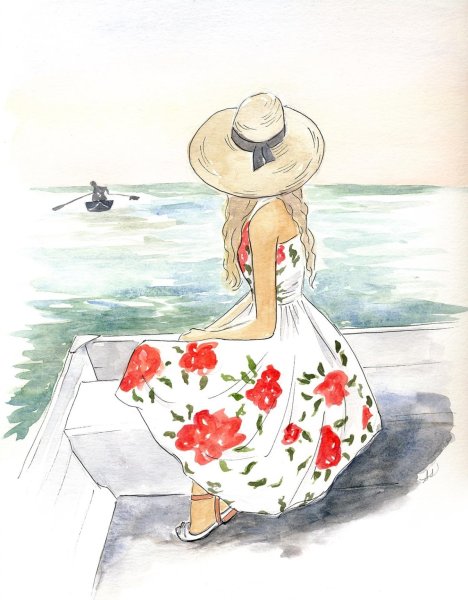 Силуэт девушки на берегу