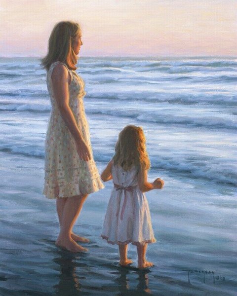 Мама и малыш на море