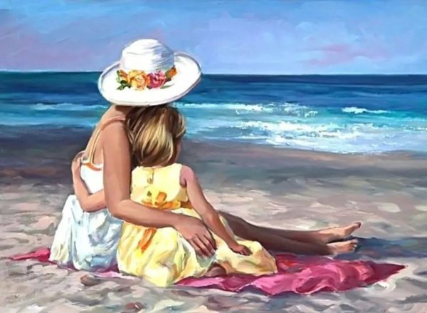 Картина маслом мама и дочь