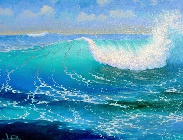 Правополушарное рисование море пальмы