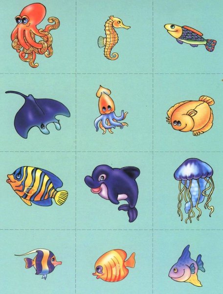 Карточки с морскими животными