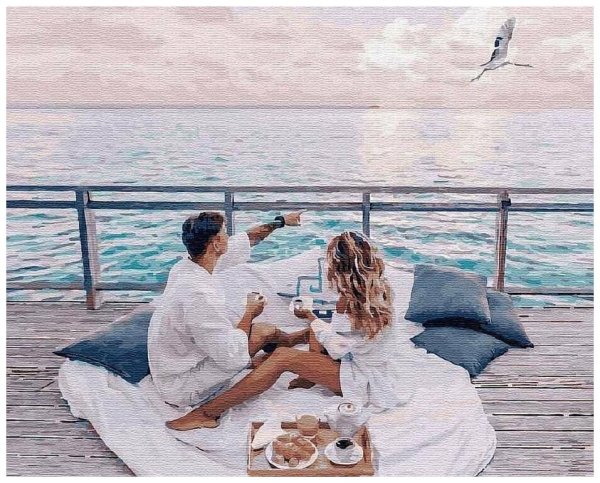 Картина по номерам GX 30403 ранний завтрак у моря 40*50