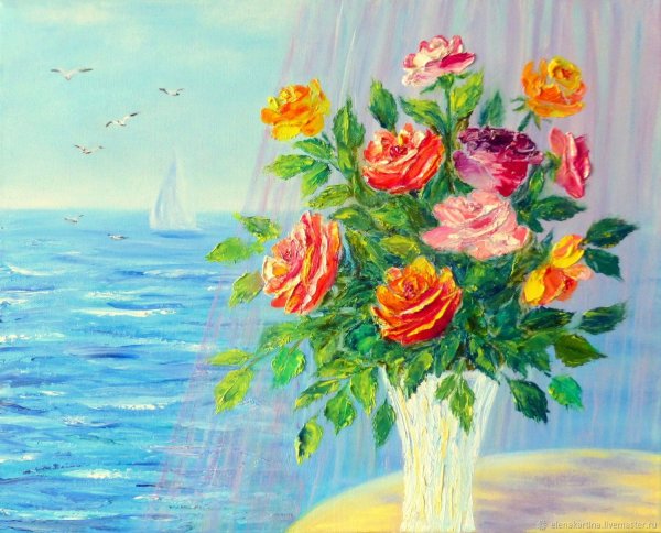 Шикарные букеты цветов на фоне природы