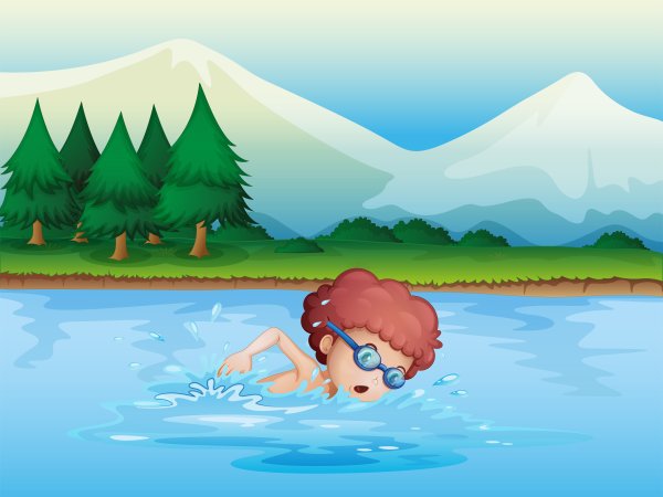 Иллюстрация купаться в море