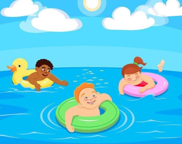 Иллюстрация купаться в море